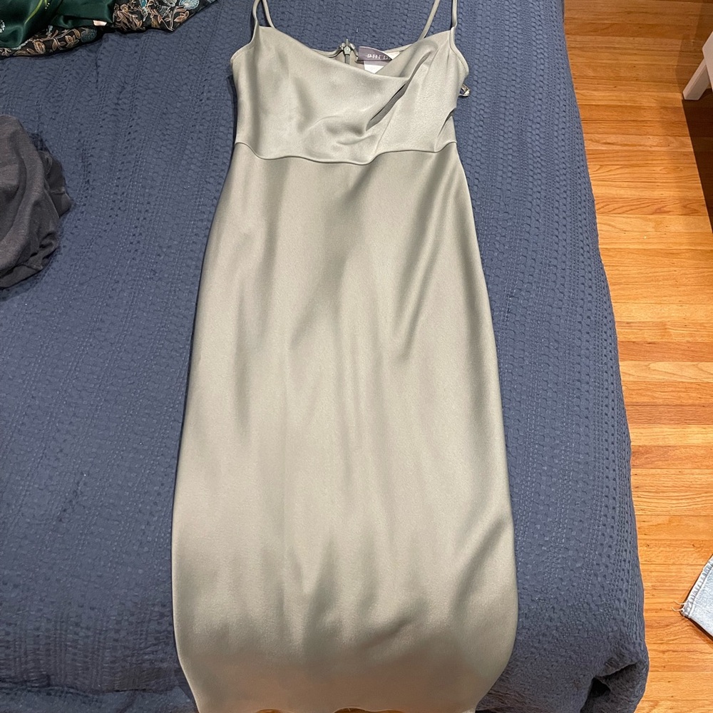 BHLDN Cali Satin Cowl-Neck Midi Slip Dress 💚 - Picture 6 of 6